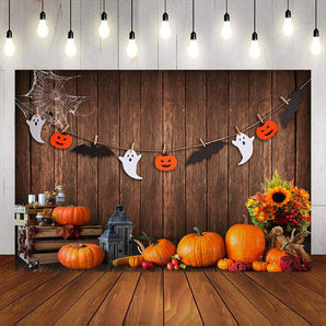 Mocsicka Halloween Theme Pumpkin and Flowers Photo Backdrop-Mocsicka Party