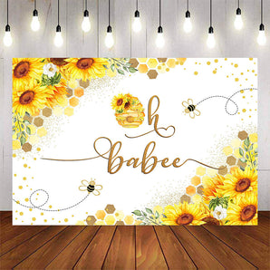 Mocsicka Honey Bee and Sunflowers Oh Baby Shower Backdrop-Mocsicka Party