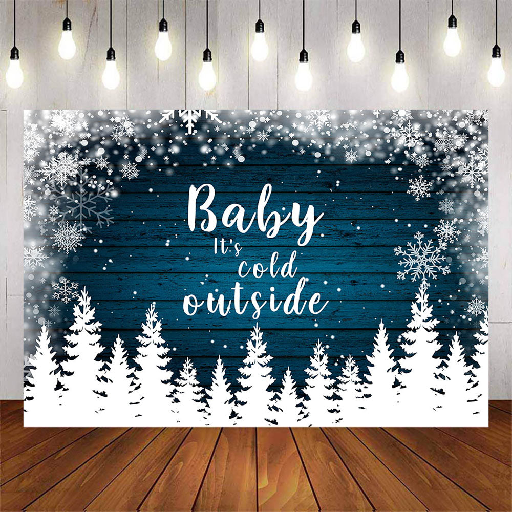 Mocsicka It's Cold Outside Forest and Snowflakes Baby Shower Banners-Mocsicka Party
