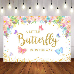 Mocsicka A Little Butterfly is on the Way Baby Shower Backdrop-Mocsicka Party