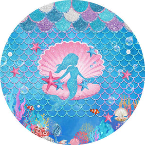Mocsicka Mermaid Theme Happy Birthday Round Cover