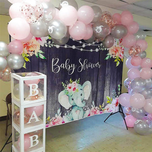 Mocsicka Wooden Elephant Baby Shower Backdrop Personalized Newborn Background-Mocsicka Party