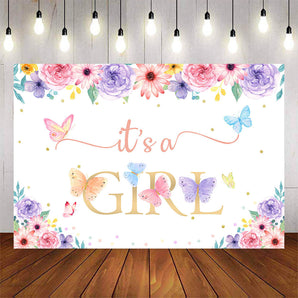 Mocsicka It's a Girl Flowers and Butterflies Baby Shower Banners-Mocsicka Party