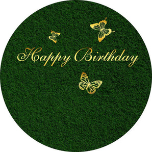Mocsicka Golden Butterfly Happy Birthday Round Cover