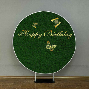 Mocsicka Golden Butterfly Happy Birthday Round Cover-Mocsicka Party