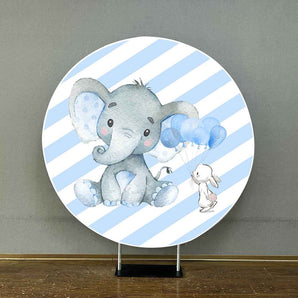 Mocsicka Stripes and Baby Elephant Round Cover-Mocsicka Party