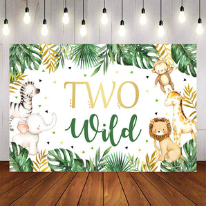 Mocsicka Wild Animals and Plam Leaves Birthday Backdrop-Mocsicka Party