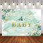 Mocsicka Green Leaves Oh Baby Shower Party Bcackdrop-Mocsicka Party