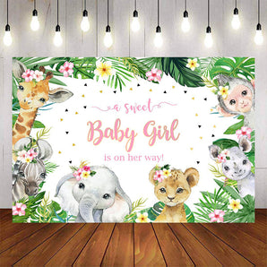 Mocsicka A Sweet Baby Girl is on Her Way Baby Shower Backdrop