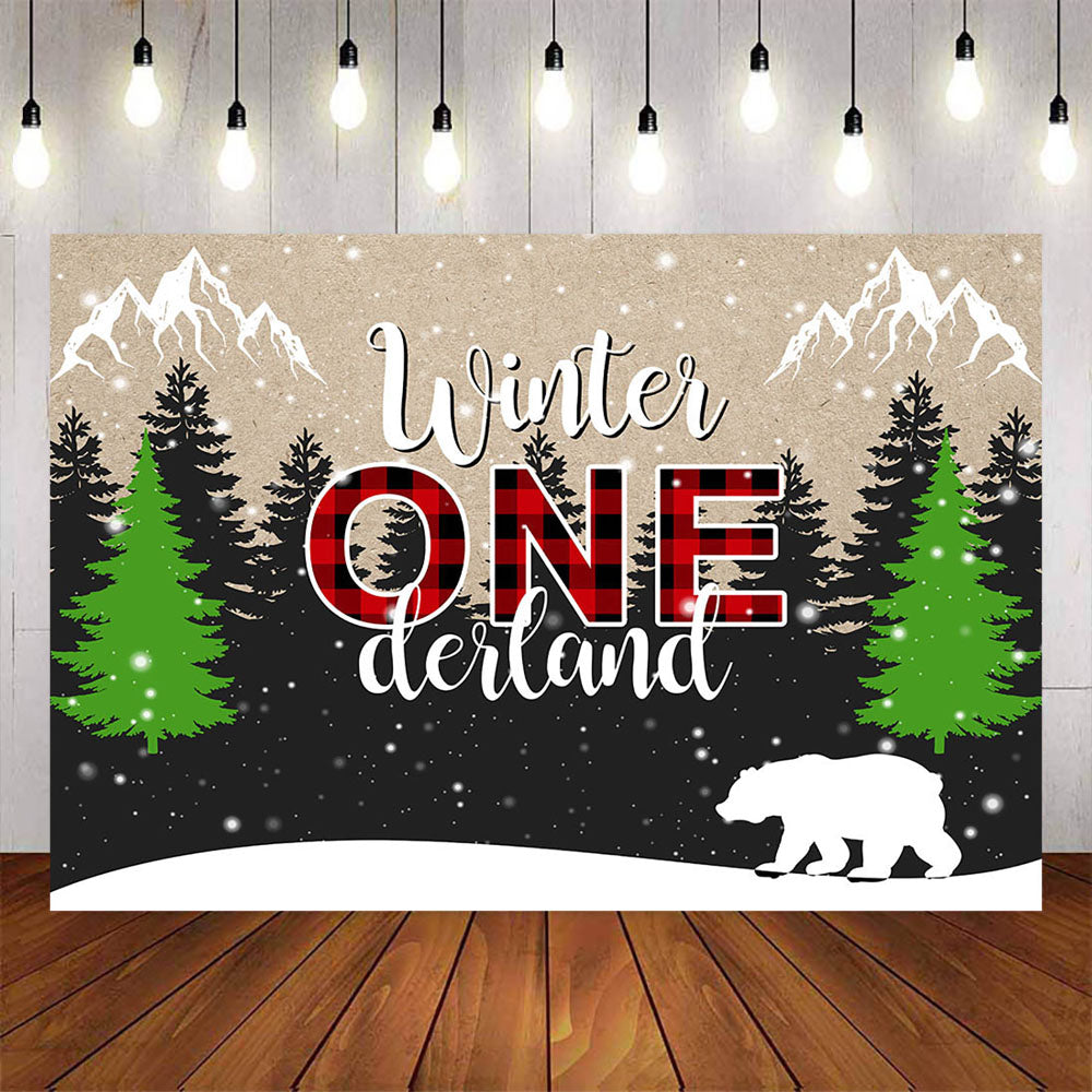 Mocsicka Winter Onederland Bear and Forest Baby Shower Backdrop-Mocsicka Party