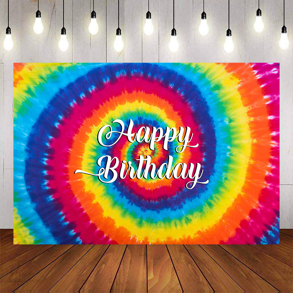 Mocsicka Colorful Trippy Happy Birthday Backdrop-Mocsicka Party