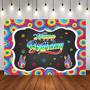 Mocsicka Tie Dye Colorful Happy Birthday Banner-Mocsicka Party