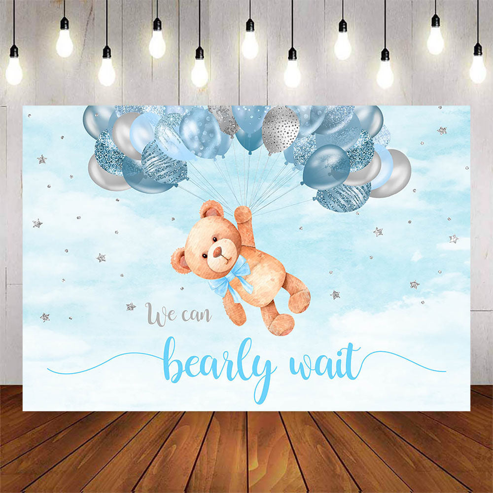 Mocsicka Blue Balloons and Little Bear Baby Shower Backdrop-Mocsicka Party
