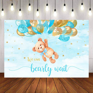 Mocsicka We can Bearly Wait Boy Baby Shower Backdrop-Mocsicka Party