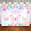 Mocsicka Pink Butterfly and Flowers Baby Shower Background-Mocsicka Party
