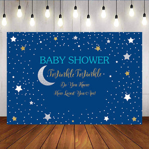 Mocsicka Twinkle Little Stars Baby Shower Back Ground Sliver Moon Newborn Backdrop-Mocsicka Party