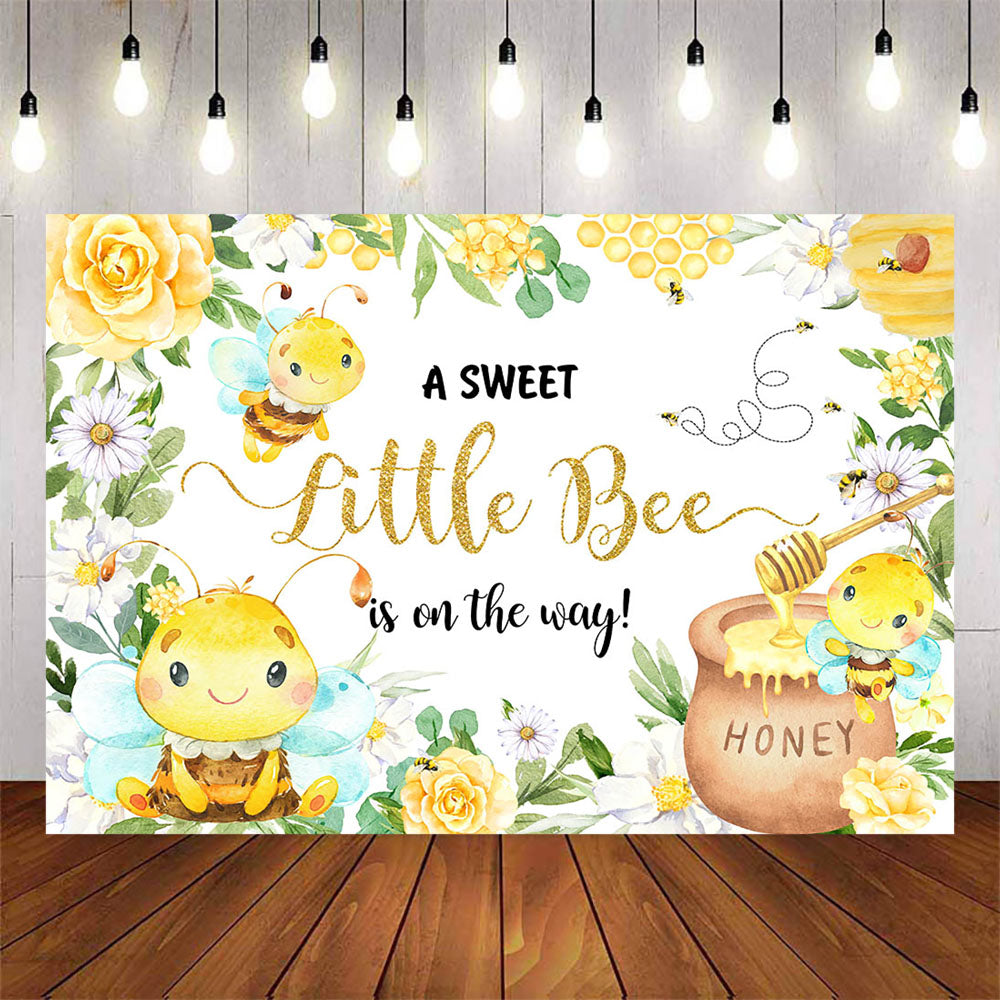 Mocsicka A Sweet Little Honey Bee is on the Way Baby Shower Backdrop
