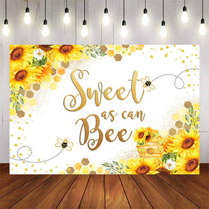 Mocsicka Sweet Little Bee Sunflowers Baby Shower Backdrop-Mocsicka Party