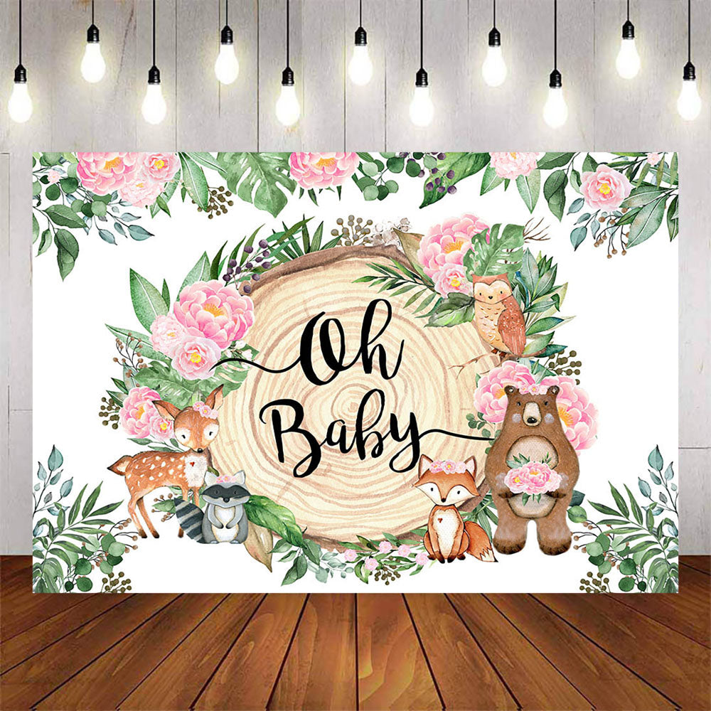 Mocsicka Little Animals and Green Leaves Baby Shower Banner-Mocsicka Party