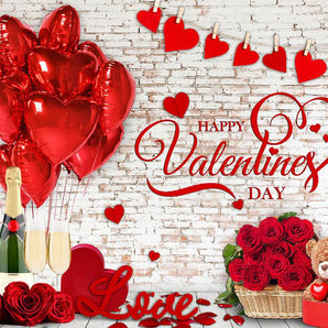 Mocsicka Happy Valentine's Day Red Rose Photo Backdrop