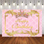 Mocsicka Pink and Golden Crown Diamonds Happy Birthday Banner-Mocsicka Party