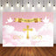 Mocsicka White Dove Gold Cross God Bless Baby Shower Background-Mocsicka Party