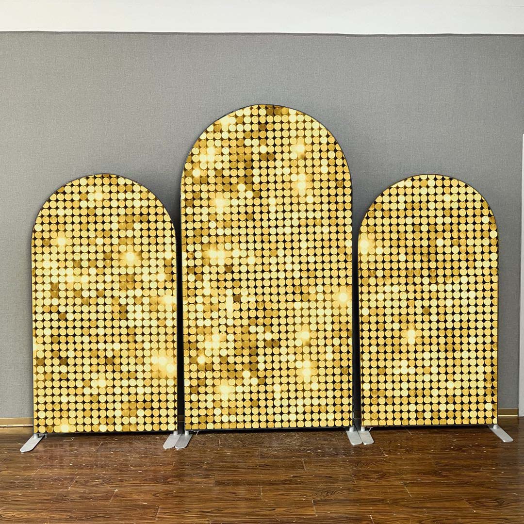 Mocsicka Golden Glitter Double-printed Chiara Fabric Cover Backdrop-Mocsicka Party