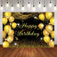 Mocsicka Gold Balloons and Dots Happy Birthday Backdrop-Mocsicka Party
