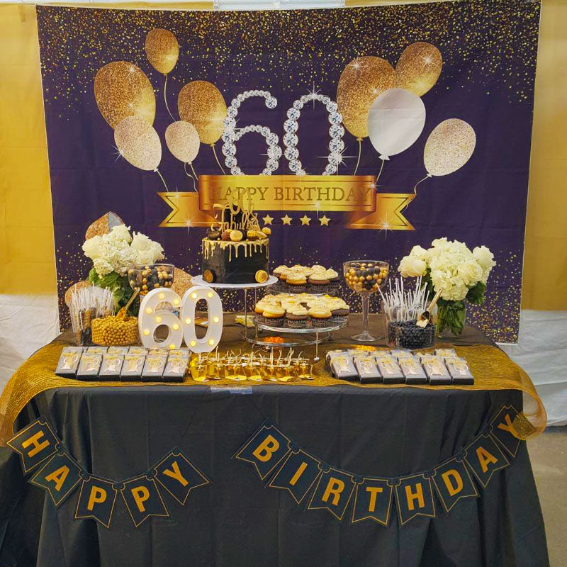 Mocsicka Diamonds 60th Birthday Backdrop High Heels and Balloons Back Drops-Mocsicka Party
