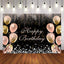 Mocsicka Pink Gold Balloons and Diamonds Happy Birthday Backdrop