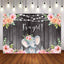 Mocsicka It's a Girl Little Elephant and Flowers Baby Shower Backdrop-Mocsicka Party