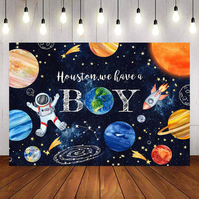 Mocsicka Astronaut Space Planet Boy Baby Shower Backdrop-Mocsicka Party