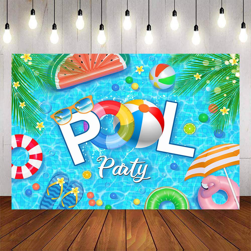 Mocsicka Summer Swimming Pool and Watermelon Pool Party Backdrop-Mocsicka Party
