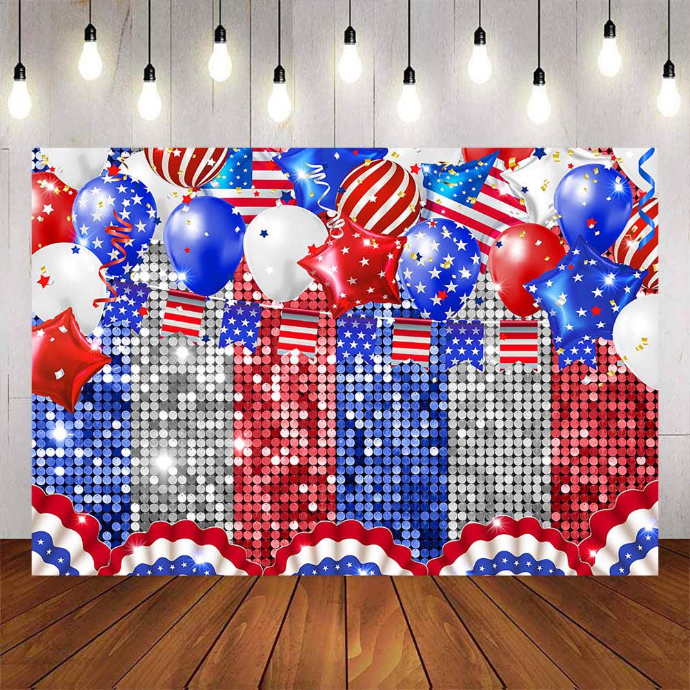 Mocsicka Sparkle and Balloons Independence Day Backdrop-Mocsicka Party
