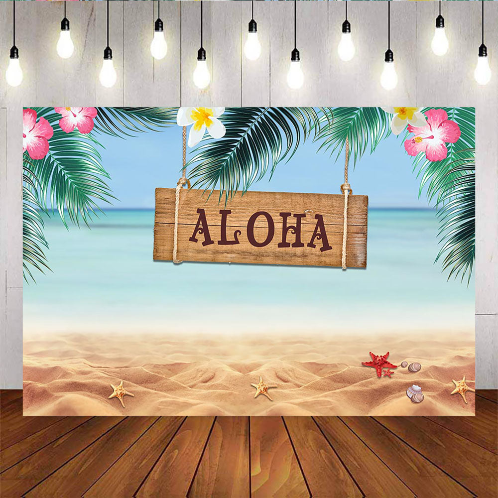 Mocsicka Aloha Summer Beach Backdrop Hawaii Style Birthday Party Decor-Mocsicka Party