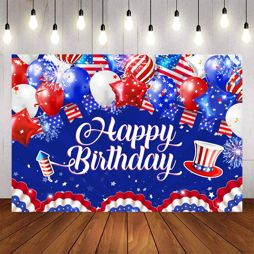 Mocsicka Happy 4th of July Independence Day Theme Birthday Backdrop-Mocsicka Party