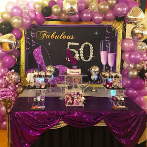 Mocsicka Diamonds 50th Birthday Backdrop Champagne and High Heels background-Mocsicka Party