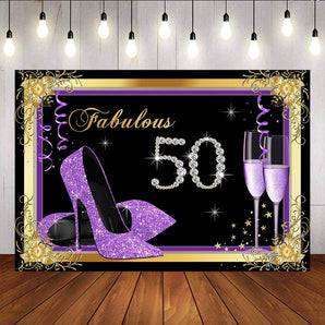 Mocsicka Diamonds 50th Birthday Backdrop Champagne and High Heels background