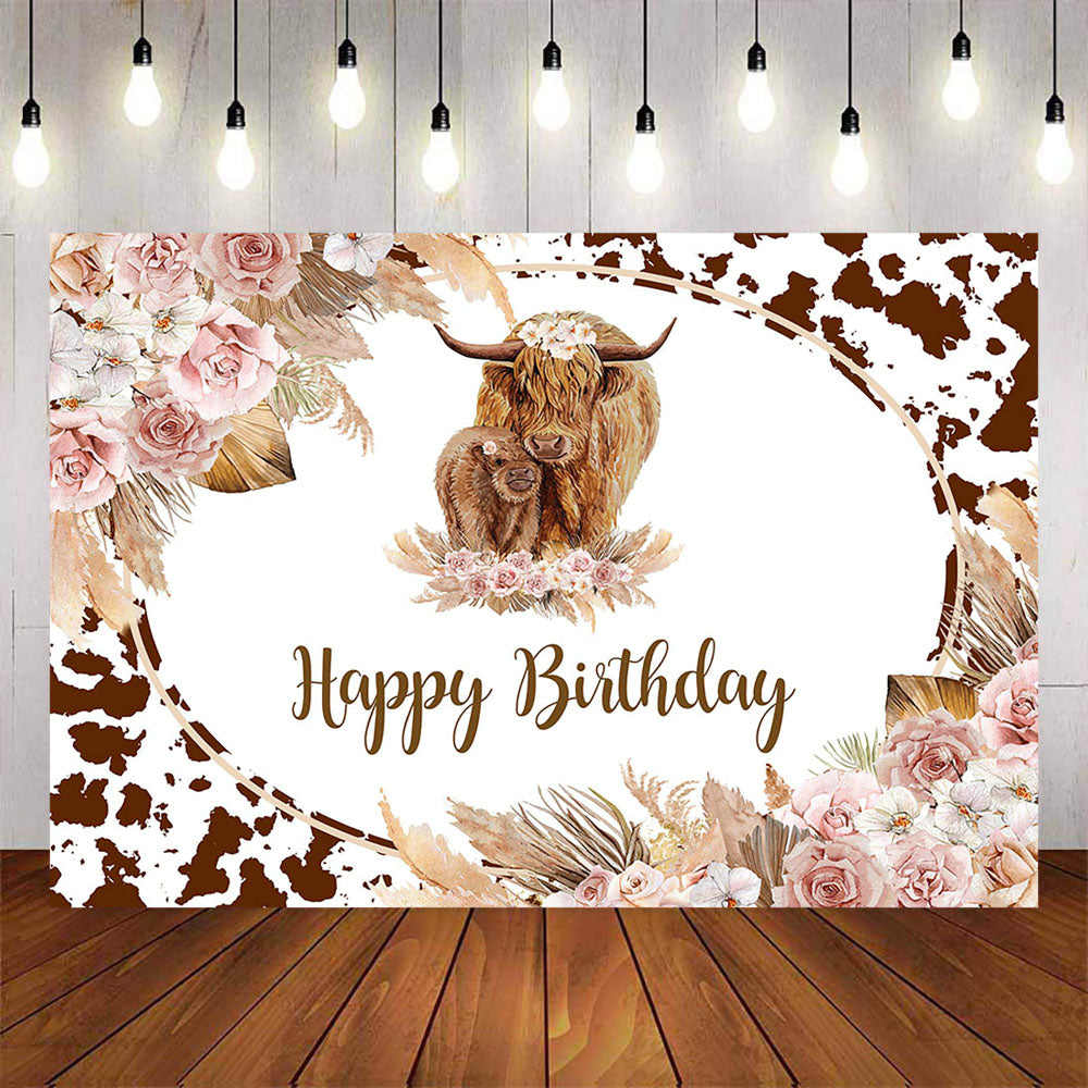 Mocsicka Party Milk Cow Happy birthday Backdrop-Mocsicka Party