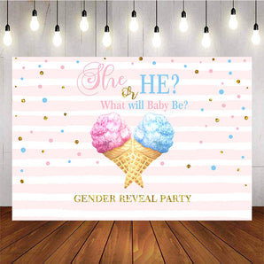 Mocsicka She or He Gender Reveal Party Props Ice Cream Baby Shower Backdrop-Mocsicka Party