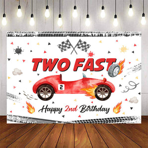 Mocsicka Two Fast Happy 2nd Birthday Backdrop