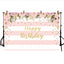 Mocsicka Pink White Stripes Birthday Party Prop Gold Dots Flowers Newborn Backdrop