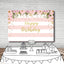 Mocsicka Pink White Stripes Birthday Party Prop Gold Dots Flowers Newborn Backdrop