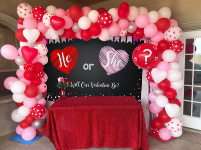 Mocsicka Happy Valentine's Day He or She Babyshower Backdrop Photo Background-Mocsicka Party