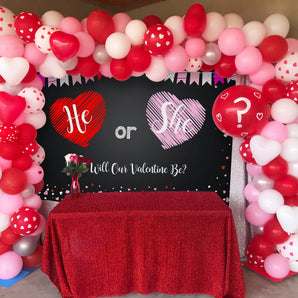 Mocsicka Happy Valentine's Day He or She Babyshower Backdrop Photo Background-Mocsicka Party