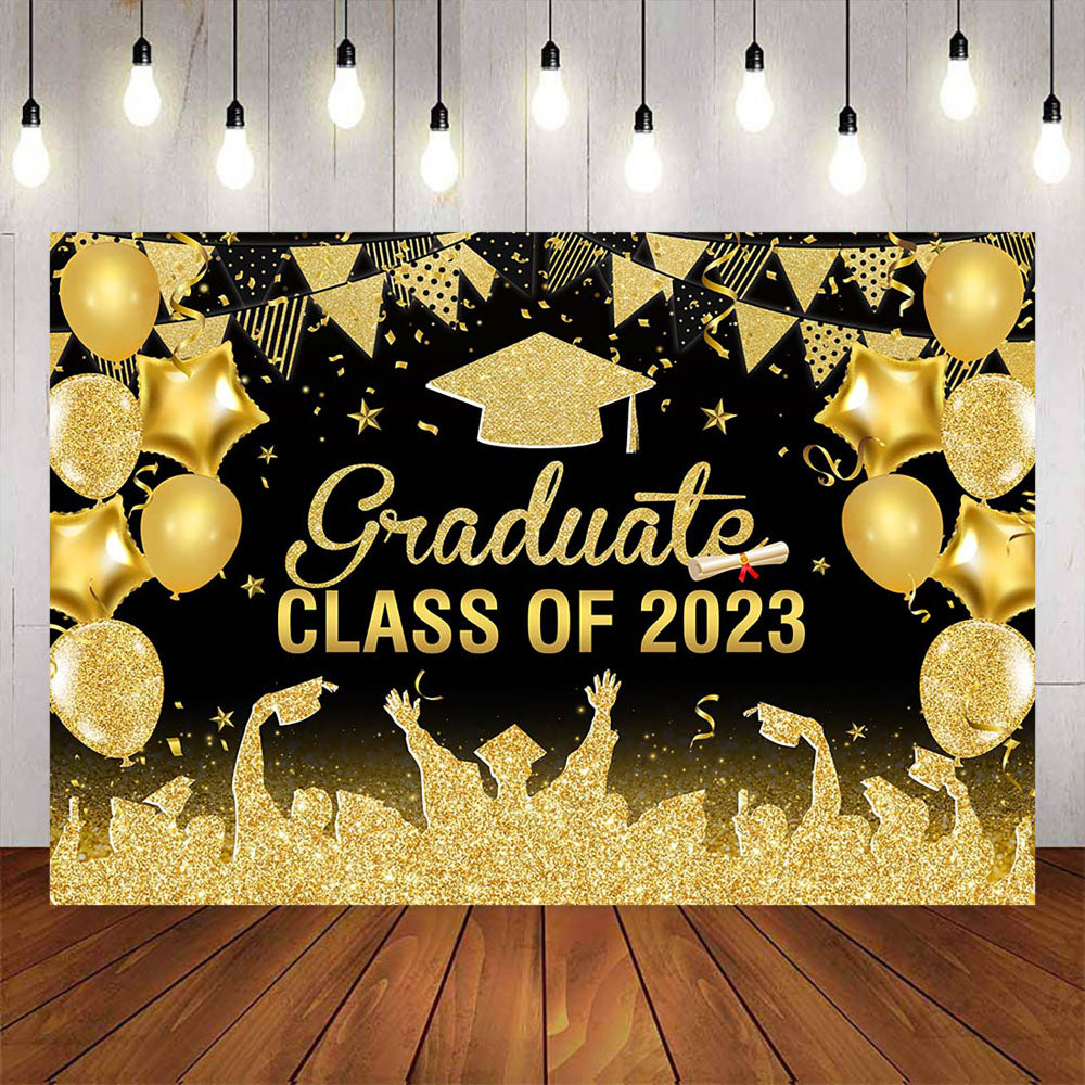 Mocsicka Black and Gold Congratulations Graduates Class of 2023 Background-Mocsicka Party
