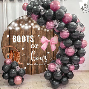 Mocsicka Boots or Bows Gender Reveal Party Round Cover-Mocsicka Party