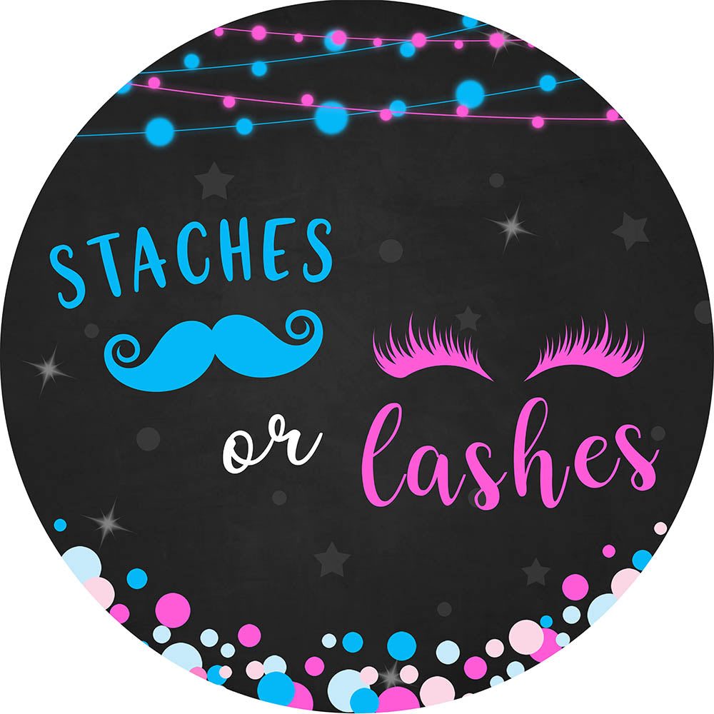 Mocsicka Staches or Lashes Gender Reveal Party Round Cover