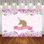 Mocsicka Golden Unicorn Happy Birthday Party Supplies Pink Purple Flowers Backdrops-Mocsicka Party