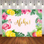 Mocsicka Flamingo Aloha Birthday Party Props Hawaii Plam Leaves Backdrop-Mocsicka Party